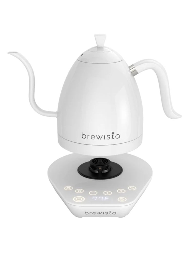 Brewista Artisan Electric Coffee Kettle With Gooseneck Spout Perfect For Pour-over Coffee And Tea Brewing Precision Temperature Control Digital Display Flash Boil And Keep Warm Setting Stainless Steel Body 1l - White On White  - Image 3