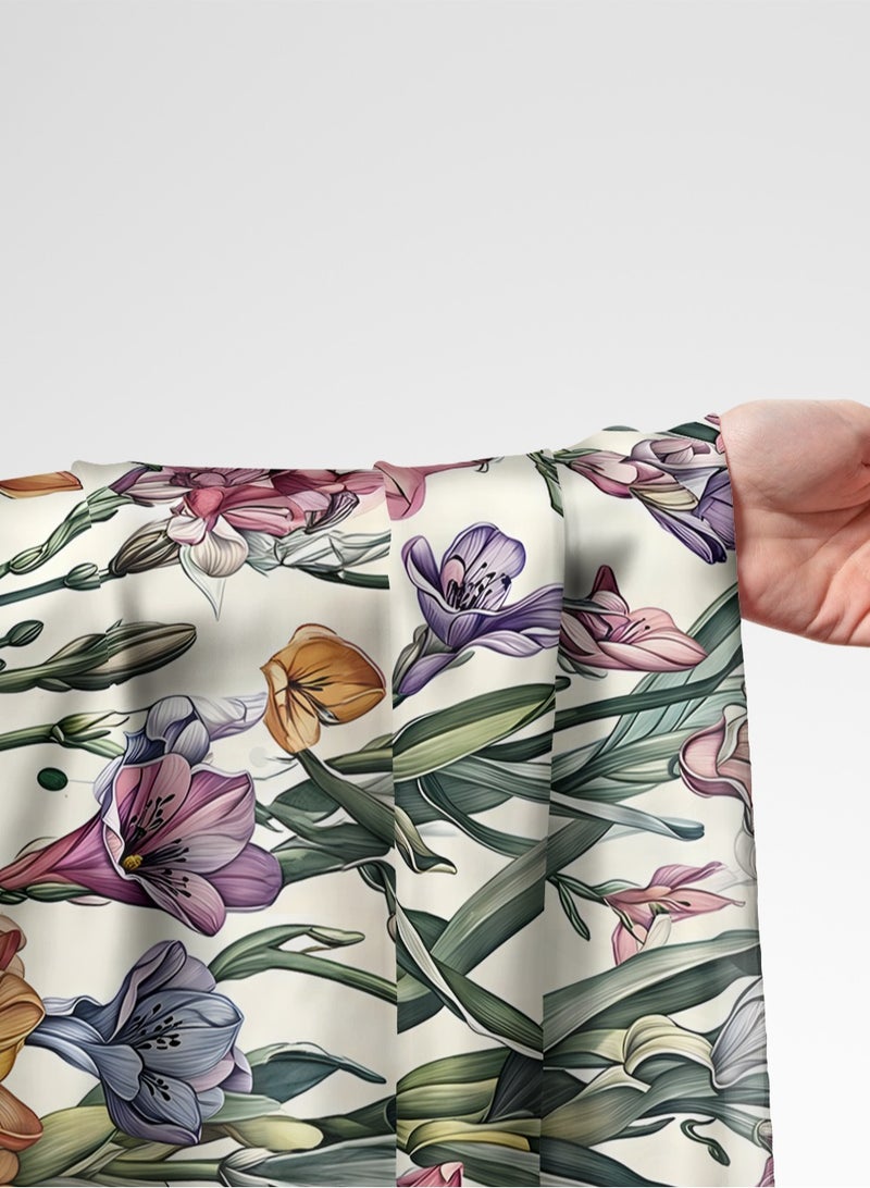 فيلاتو Ø¬Ù„Ø§Ø¨ÙŠØ© Ù…Ø®ÙˆÙŠØ± Ù…Ù† Ù‚Ù…Ø§Ø´ Ø­Ø±ÙŠØ± Ø§Ù„Ù„ÙŠÙ„ Ø¹Ø±Ø§Ù…Ù†ÙŠ Ø¨Ø§Ù„ÙŠØ§Ø±Ø¯Ø©ØŒ Ù†Ù‚Ø´Ø© Ø²Ù‡ÙˆØ± ÙˆØ±Ø¯ÙŠØ© Ø®Ø¶Ø±Ø§Ø¡ØŒ Ø®ÙŠØ§Ø·Ø© 58 Ø¨ÙˆØµØ© Ø¹Ø±Ø¶ - Image 1