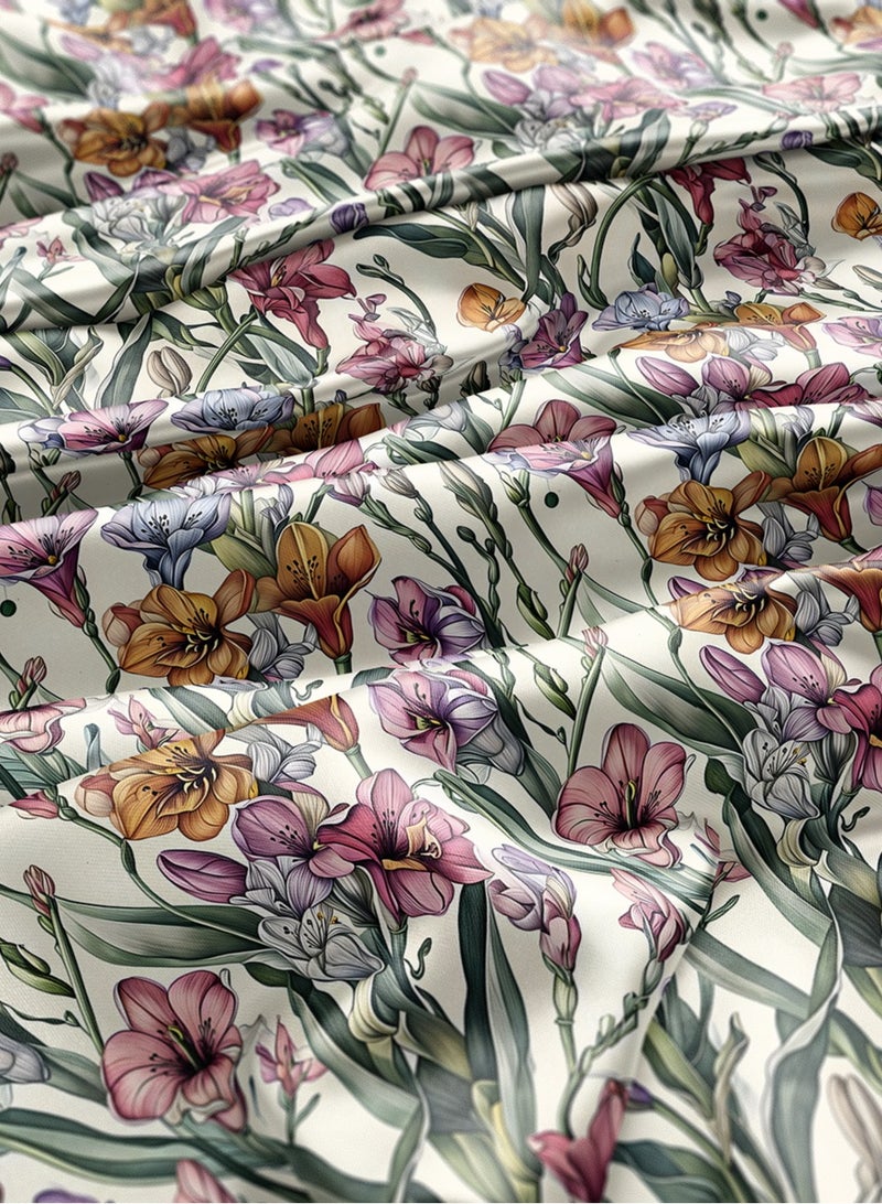 فيلاتو Ø¬Ù„Ø§Ø¨ÙŠØ© Ù…Ø®ÙˆÙŠØ± Ù…Ù† Ù‚Ù…Ø§Ø´ Ø­Ø±ÙŠØ± Ø§Ù„Ù„ÙŠÙ„ Ø¹Ø±Ø§Ù…Ù†ÙŠ Ø¨Ø§Ù„ÙŠØ§Ø±Ø¯Ø©ØŒ Ù†Ù‚Ø´Ø© Ø²Ù‡ÙˆØ± ÙˆØ±Ø¯ÙŠØ© Ø®Ø¶Ø±Ø§Ø¡ØŒ Ø®ÙŠØ§Ø·Ø© 58 Ø¨ÙˆØµØ© Ø¹Ø±Ø¶ - Image 3