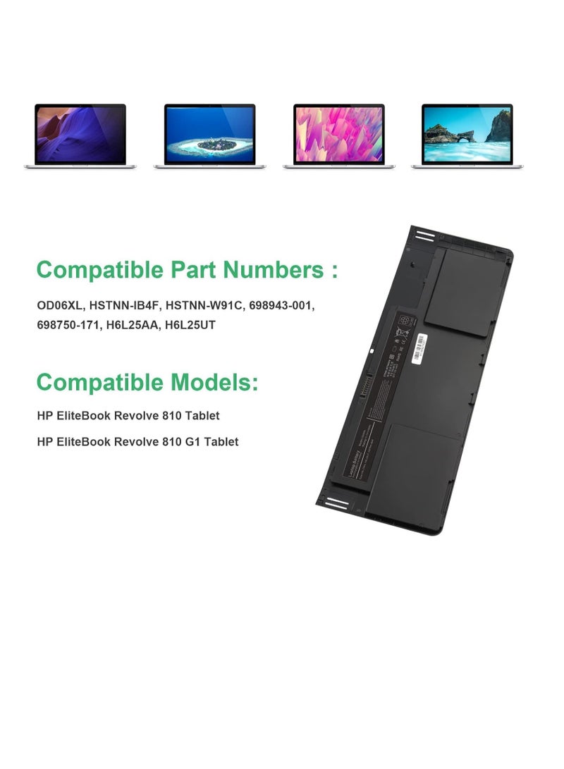 Terabyte بطارية 44Wh OD06XL OD06 لجهاز HP Elitebook Revolve 810 G1 G2 G3 تابلت 11.6" i7-3687U i7-4600U i5-3437U ODO6XL 0D06XL 698750-171 698750-1C1 698943-001 HSTNN-IB4F HSTNN-W91C H6L25AA H6L25UT - Image 5