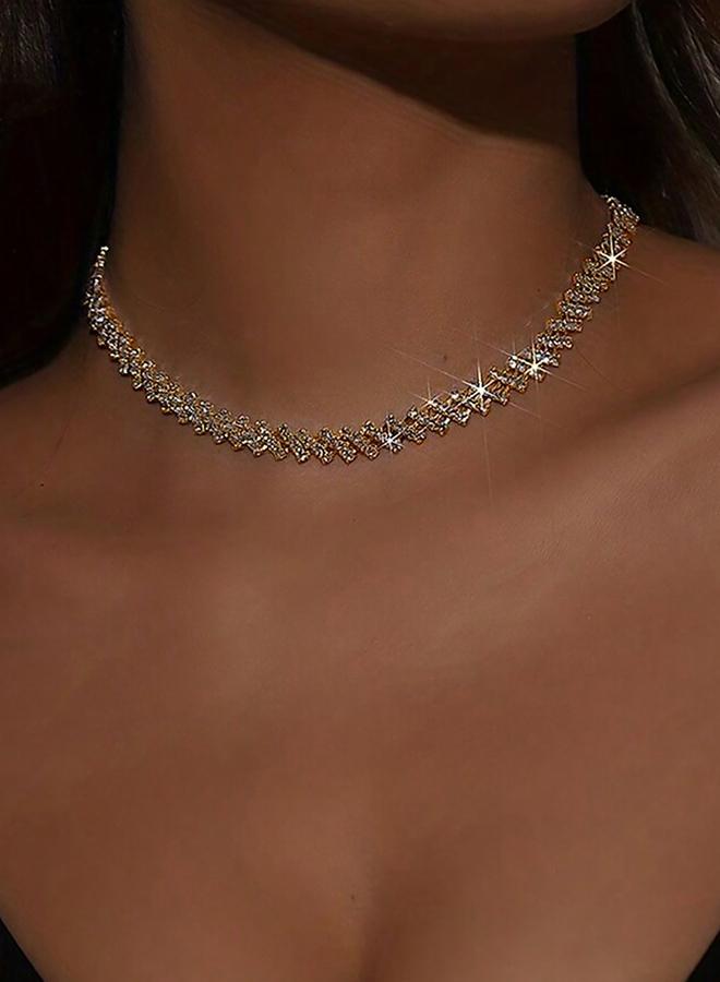 Styli Gold Embellished Link Necklace - Image 1