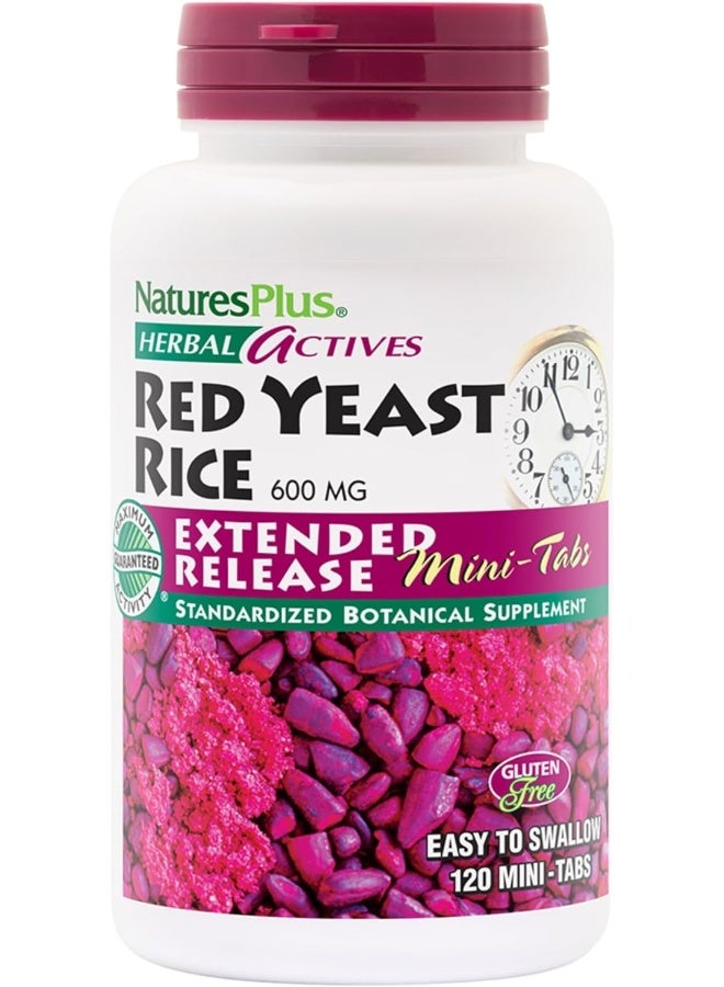 Nature's Plus Natures Plus Herbal Actives Yeast Rice Mini-Tabs Extended Release (Red, 600 Mg) - Image 1