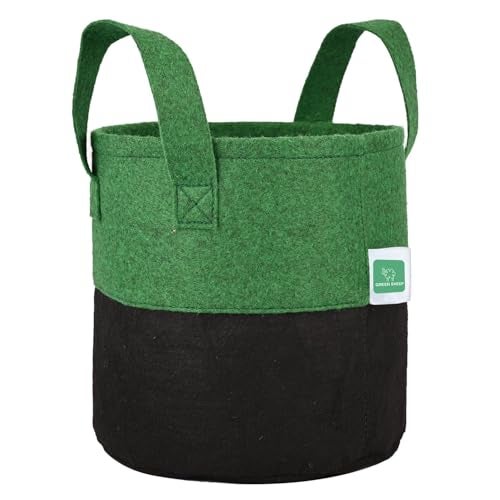 GREENSHEEP Geo Fabric Grow Bags UV Treated Gardening Cotton Pots Terrace Indoor Outdoor Home Balcony Nursery Leafy Vegetable Fruits and Flower (Black & Green Round 400 GSM Size 6x6 Pack of 5) - Image 3