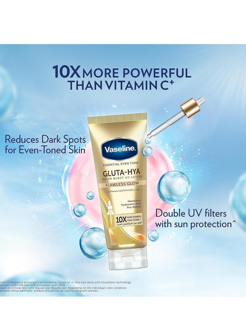 فازلين لوشن الجسم الأساسي الموحد اللون مع الفازلين المرطب، توهج مثالي، سيروم جلوتا-هيا بيرست للأشعة فوق البنفسجية، أقوى بعشر مرات من فيتامين سي، 200 مل (عبوة من قطعتين) - Image 2