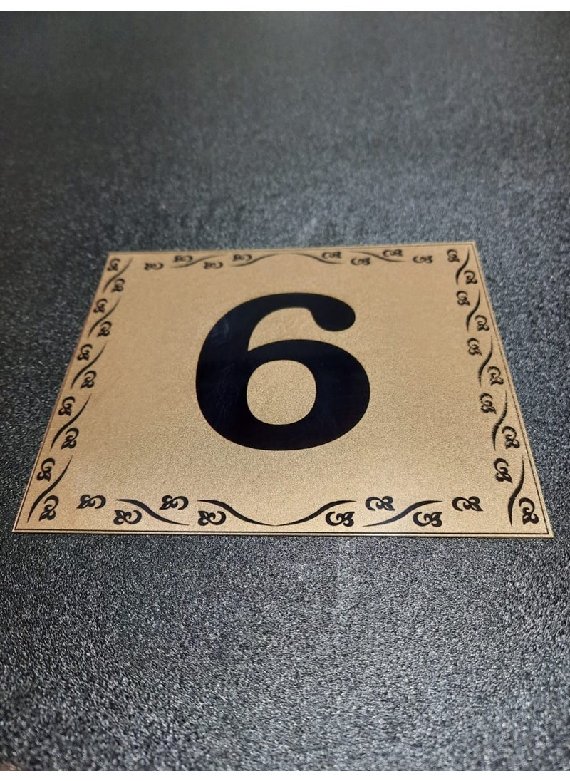 GEN Door Number 10X12 cm Adhesive No 6 Metallic Golden Yellow  - Image 1
