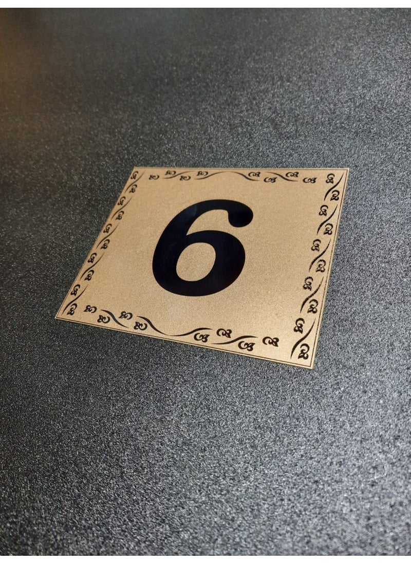 GEN Door Number 10X12 cm Adhesive No 6 Metallic Golden Yellow  - Image 2