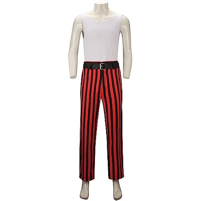 MEN'S PETS DETECTIVE MOVIE JIM CARREY COSTUME COSTUME HAWAIIAN SHIRT TROUSERS STRIPED RED AND BLACK WAISTCOAT BELT CARNIVAL HALLOWEEN COSPLAY (XXL, MULTICOLOR) - Image 3