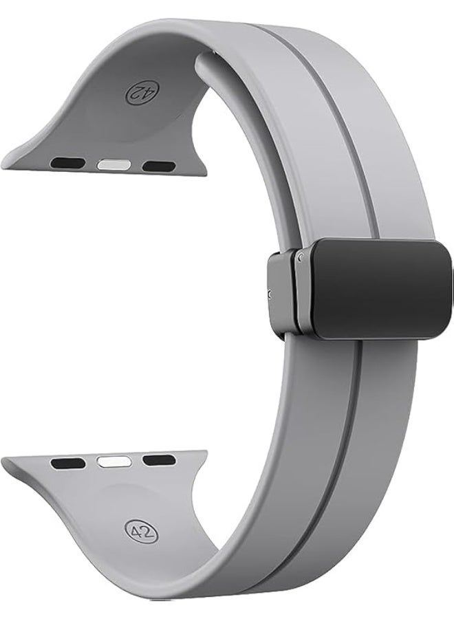 سوار رياضي مغناطيسي من السيليكون لساعة أبل مقاس 42 ملم، 41 ملم، 40 ملم، و38 ملم - رمادي - Image 2
