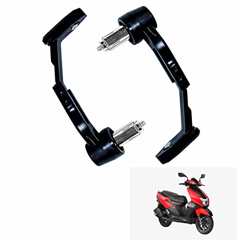 Asryd Motorcycle Brake Clutch Lever Guard Handlebar Protectors 7/8 22MM CNC Alloy with Adjustable Angle Length (Black) for TVS Ntorq 125 (Pack of 2), Aluminum - Image 1