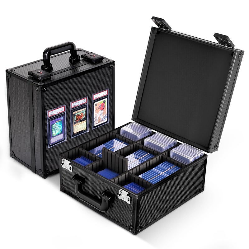 Kabinka Graded Card Storage Box with Display Window for PSA/CGC Holder, TSA Combination Lock Trading Deck Case for Sports Cards, Storage Slab Case with 6+2 EVA Dividers for MTG/TCGs(Black) - Image 1