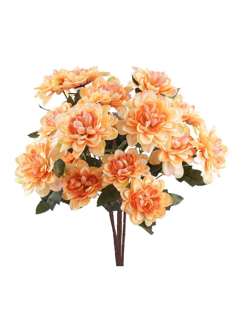 KASTWAVE 6PCS Silk Chrysanthemums Daisy Mums Flowers, Artificial Fall Arrangement for Wedding, Home Party, Table Centerpieces Decor - Champagne - Image 1