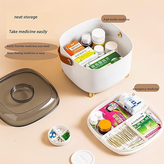 GNEY 1Pc Medicine Box Household Storage Box First Aid Box Storage Box With Lid and Handle Large Portable Emergency Medical Box Home Organization And Storage SuppWhite - Image 3