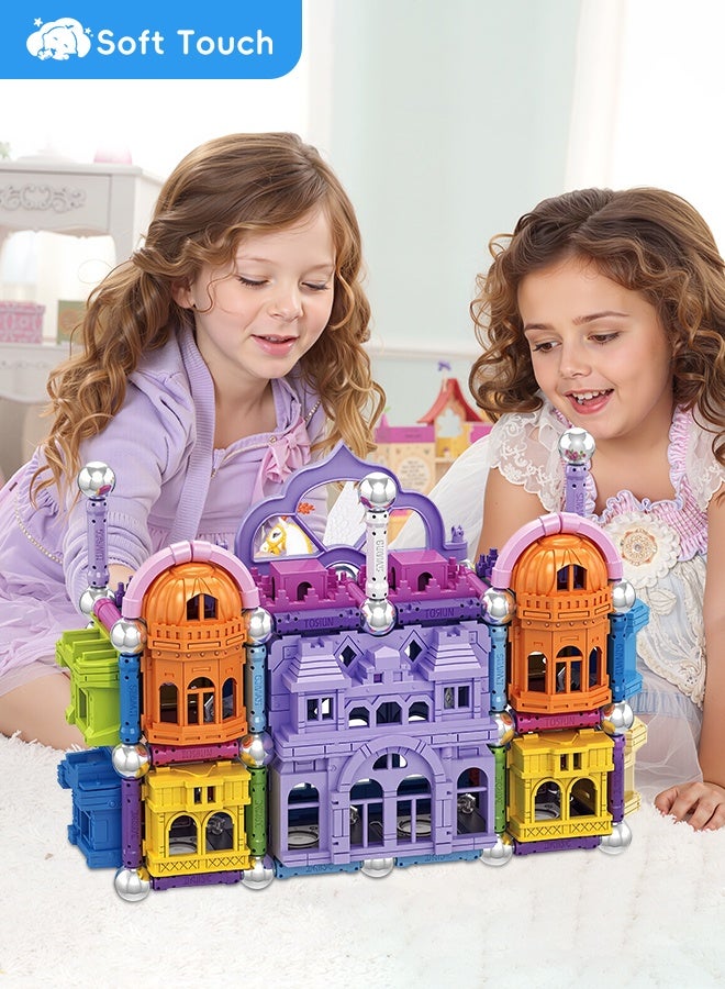 Soft Touch 105 PCS Magnetic Building Toy Set Multicolour Magnet Tiles Toy Kids Educational Toy for Home School and Kindergarten  - Image 1
