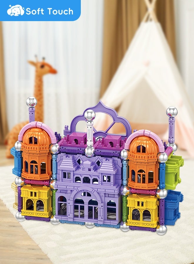 Soft Touch 105 PCS Magnetic Building Toy Set Multicolour Magnet Tiles Toy Kids Educational Toy for Home School and Kindergarten  - Image 2