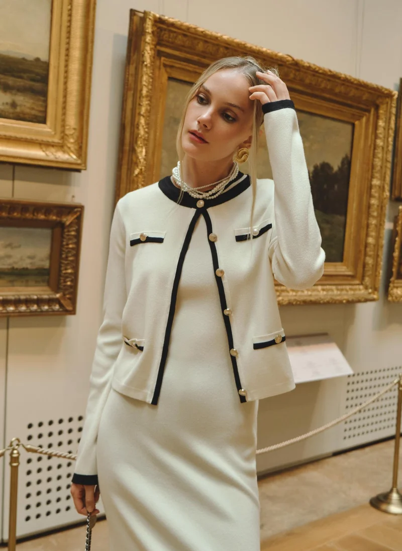 Lichi Sleeveless knitted midi dress with contrasting details