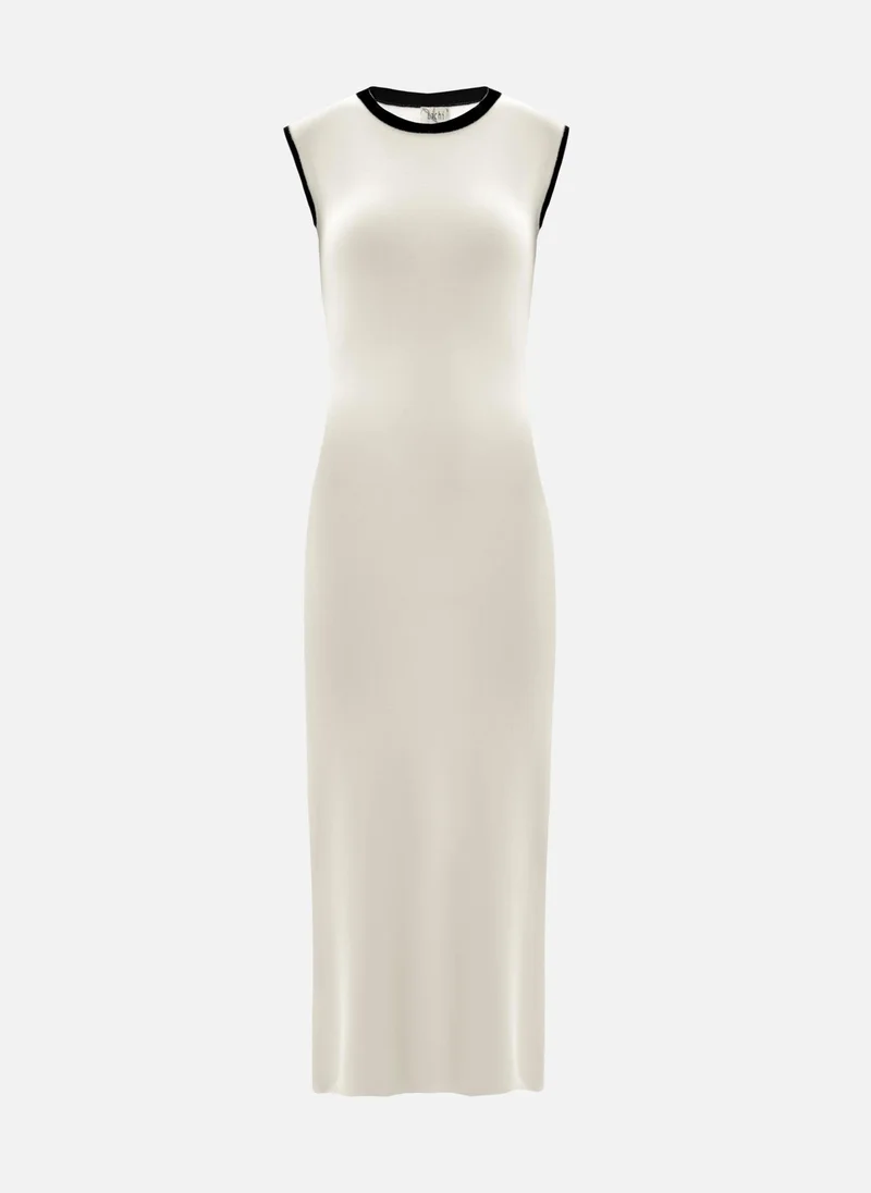 Lichi Sleeveless knitted midi dress with contrasting details