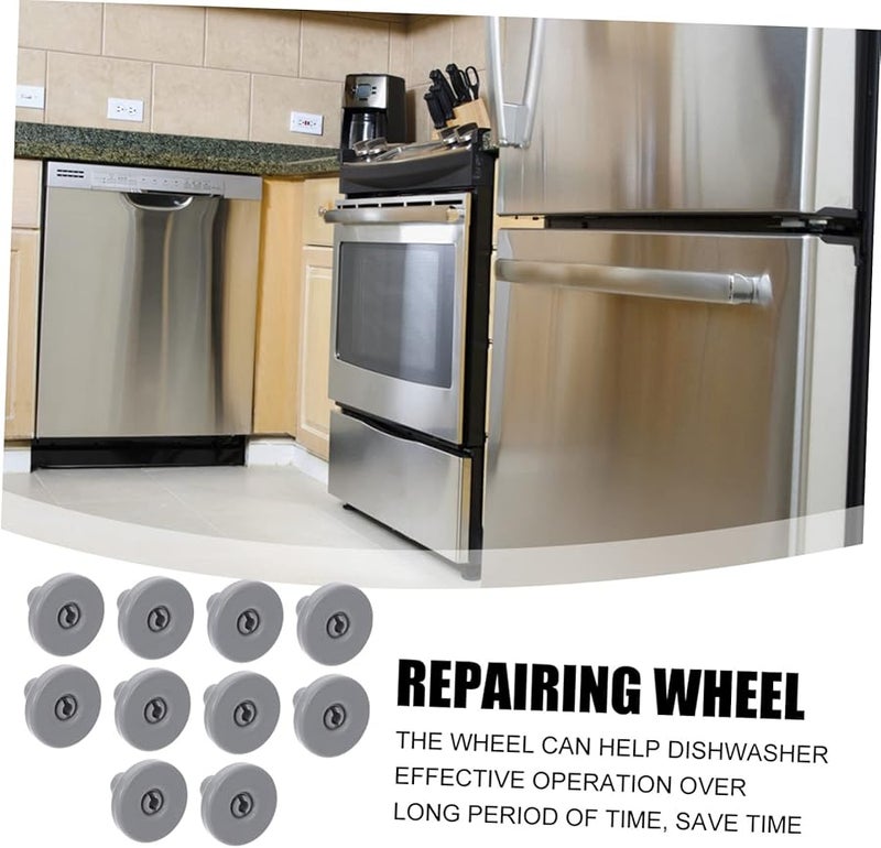 عجلات استبدال سلة غسالة الصحون السفلية 10 قطع بلاستيك متين سهل التركيب - Image 5