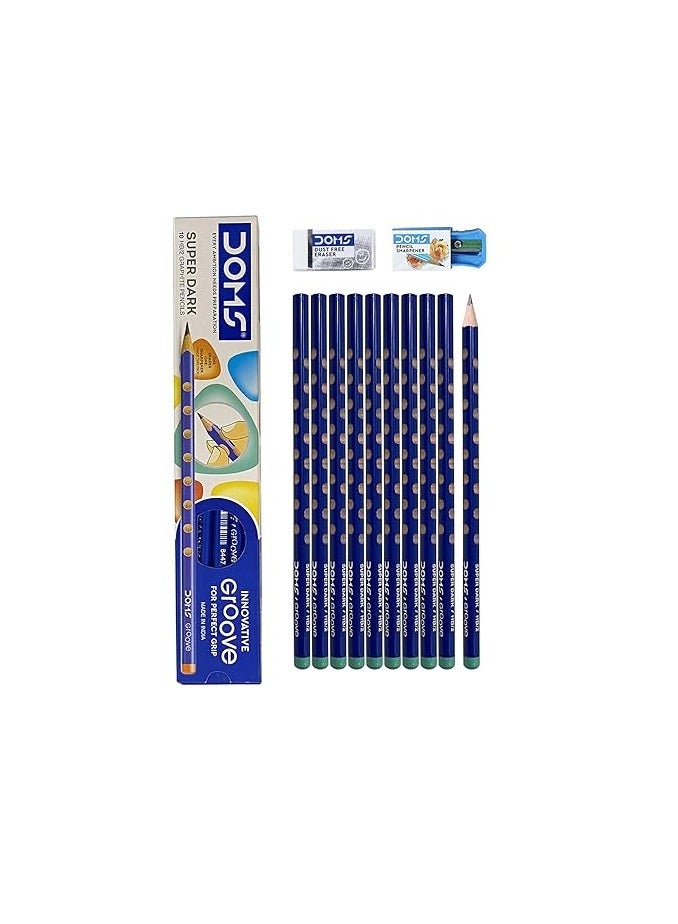 دومس مجموعة أقلام رصاص جرافيت داكنة للغاية من HB Groove مكونة من 10 قطع - Image 1