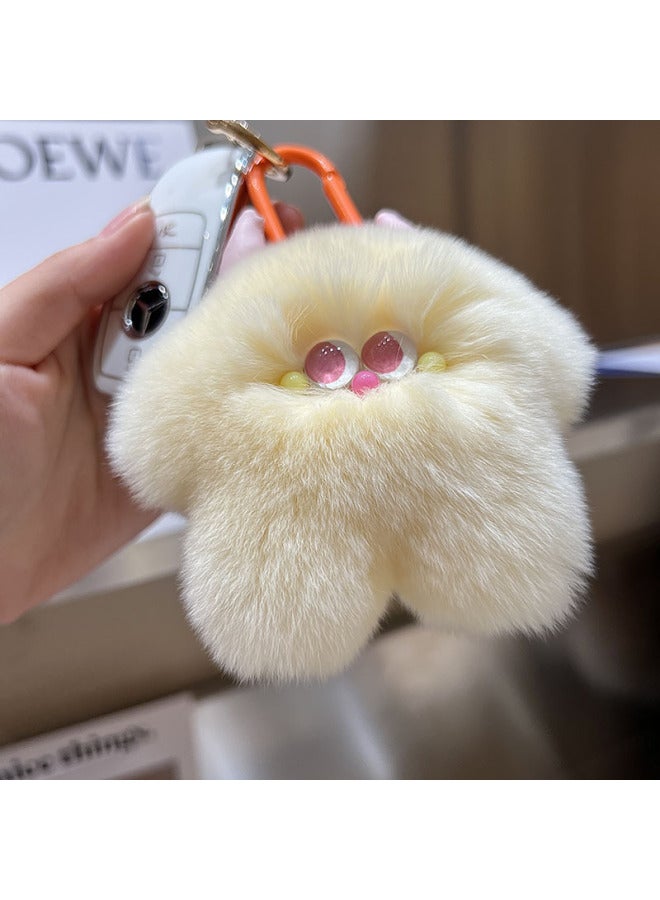 Cute Rex Rabbit Fur Calf Car Keychain I Pendant Ins Plush Doll Doll Bag Hanging Birthday Gift-Color:Bean Paste Powder - Image 4