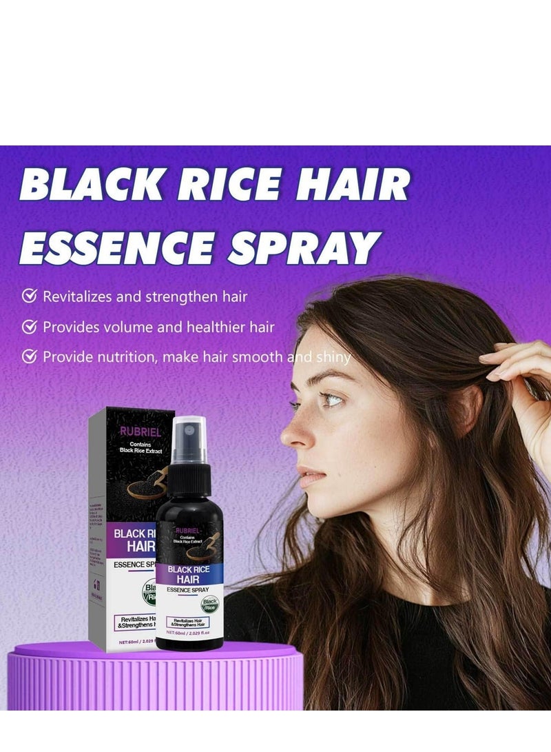 روبيريل بخاخ نمو الشعر بماء الأرز الأسود ، مصل نمو الشعر لتساقط الشعر الجاف التالف ، ترطيب عميق ، تقوية سماكة ، تنعم لمعان التحكم في تجعد الشعر للنساء والرجال 60 مل - Image 2