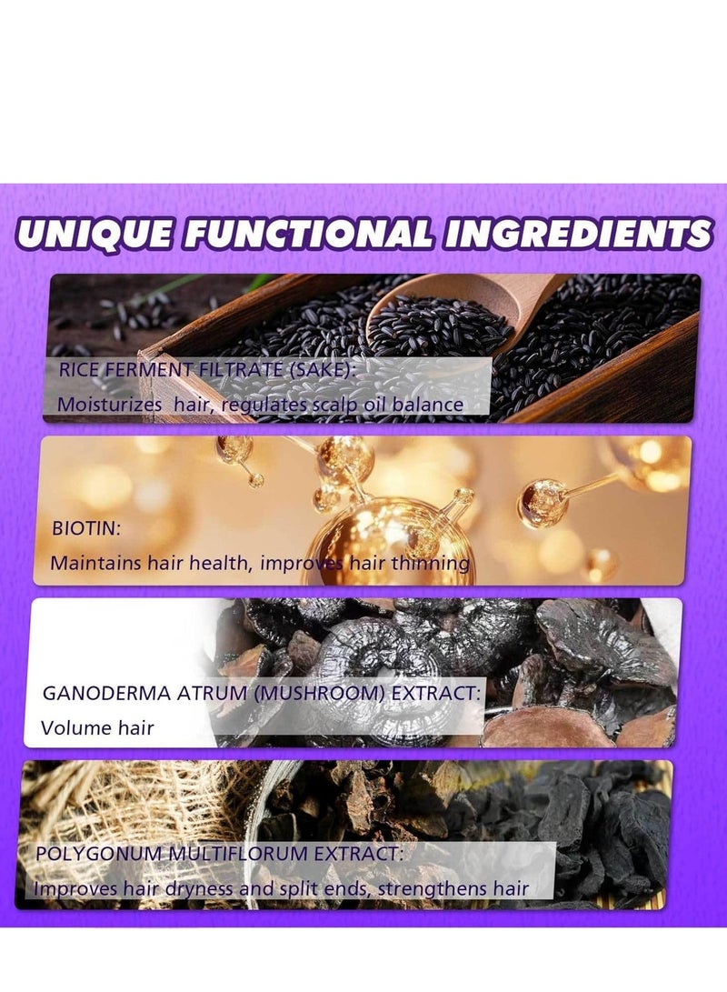 روبيريل بخاخ نمو الشعر بماء الأرز الأسود ، مصل نمو الشعر لتساقط الشعر الجاف التالف ، ترطيب عميق ، تقوية سماكة ، تنعم لمعان التحكم في تجعد الشعر للنساء والرجال 60 مل - Image 4