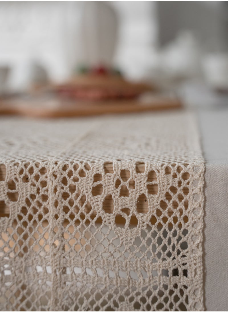 1-Piece Simplicity Hollowing Spliced Crochet Fringed Dining Table Cover Table Cloth Polyester-Cotton Blend Beige 200 x 140 Centimeter - pzsku/ZC07C91BFDA530B89CCD6Z/45/_/1680264548/4af34bc7-345a-4be3-952e-7aa6742807d2