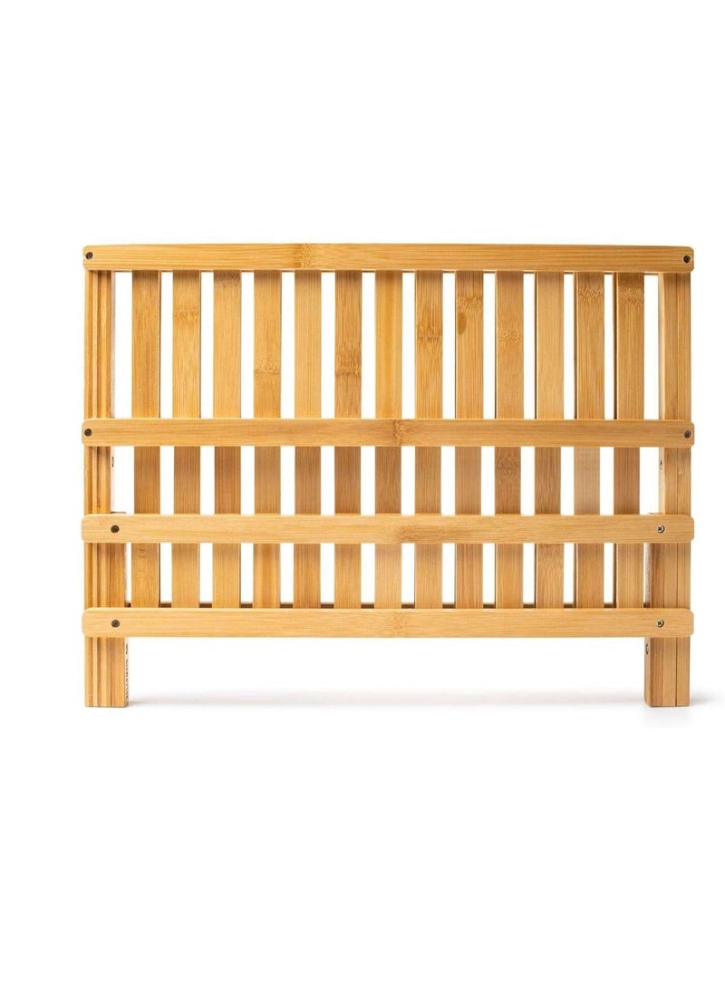 Folding Bamboo Dish Drying Rack 2 Tier Dish Drying Rack for Kitchen Countertop