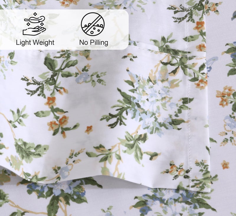 RUVANTI 100% Cotton Sheets â€“ Full Size Percale Bedding, Cooling & Breathable Floral Design, Durable with a Crisp, Soft & Comfortable Feel, 16" Deep Pocket, 4-Piece Set, Heritage - Image 4