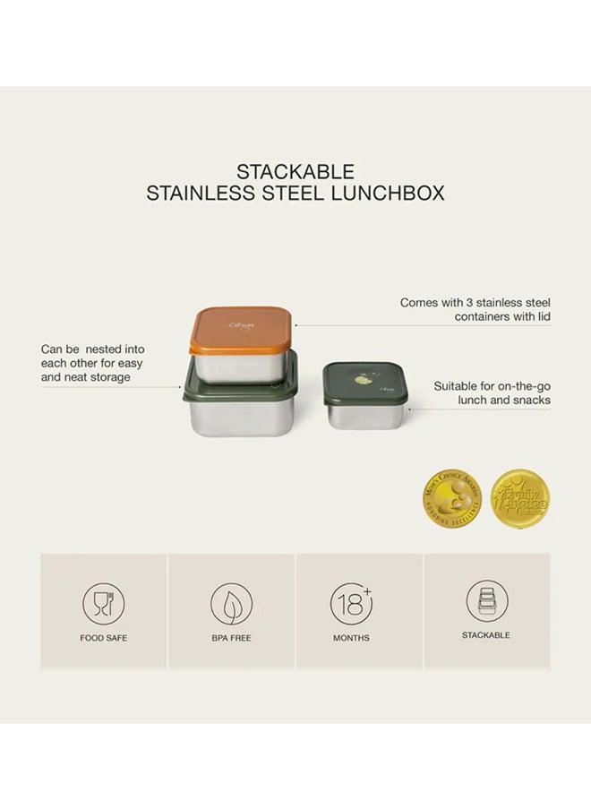 Citron Stackable Stainless Steel Lunchbox - Cool Kid - Durable 2-Tier Food Container - Leakproof & BPA-Free - Includes Divider & Sauce Container - Ideal for School & Travel  - Image 3