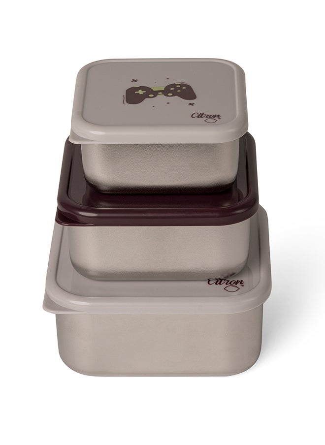 Citron Stackable Stainless Steel Lunchbox - Cool Kid - Durable 2-Tier Food Container - Leakproof & BPA-Free - Includes Divider & Sauce Container - Ideal for School & Travel  - Image 1