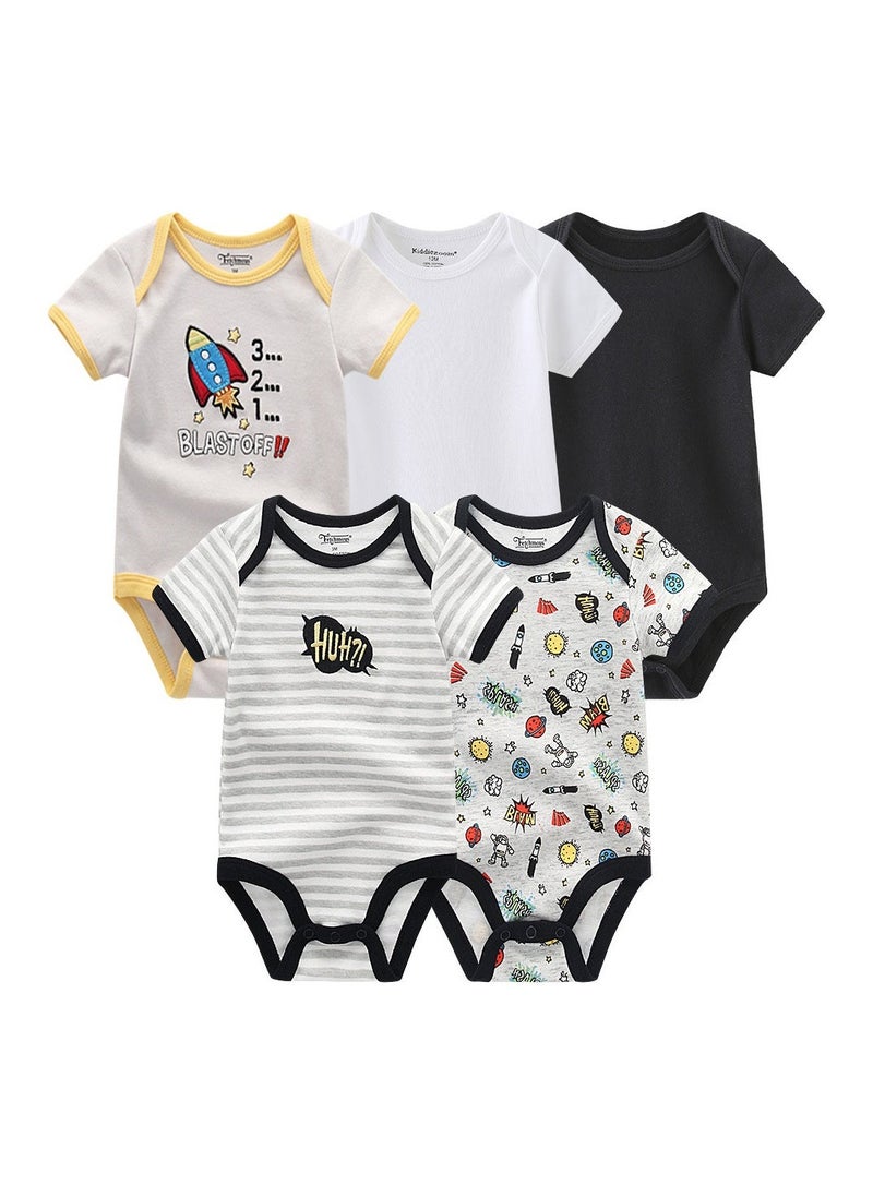 RedMapleTEK Baby Pure Cotton Jumpsuit Short-sleeved Crawling Suit Five-piece Set  - Image 1