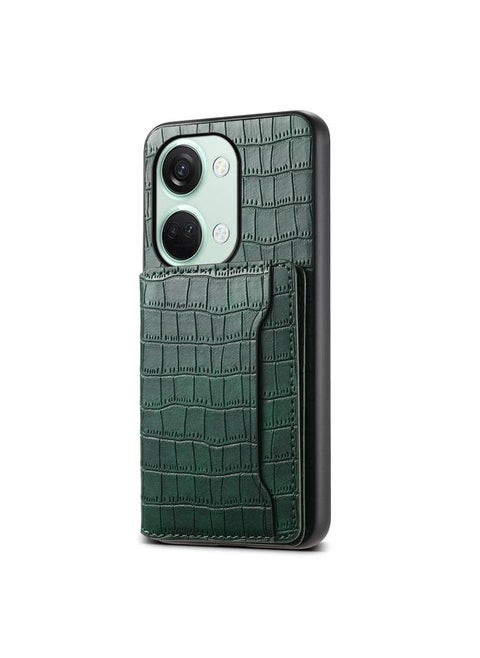 For OnePlus Ace 2V Crocodile Texture Card Bag Design Full Coverage Phone Case(Green)