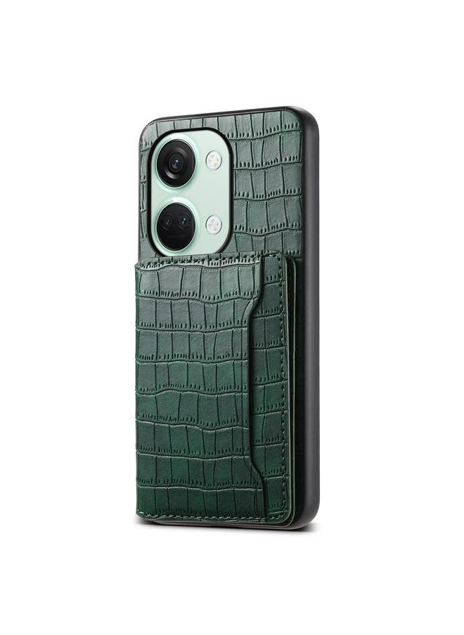 erorex - For OnePlus Ace 2V Crocodile Texture Card Bag Design Full Coverage Phone Case(Green) - Image 1