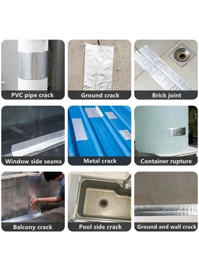 Aluminum foil butyl waterproof tape roof leak proof ,high temperature resistant pipeline wall leak proof sticker super adhesive pipeline fixing tape  - Image 3