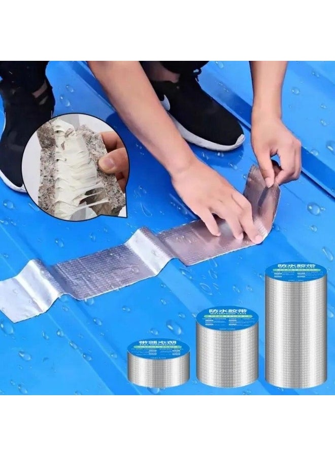 Aluminum foil butyl waterproof tape roof leak proof ,high temperature resistant pipeline wall leak proof sticker super adhesive pipeline fixing tape  - Image 1