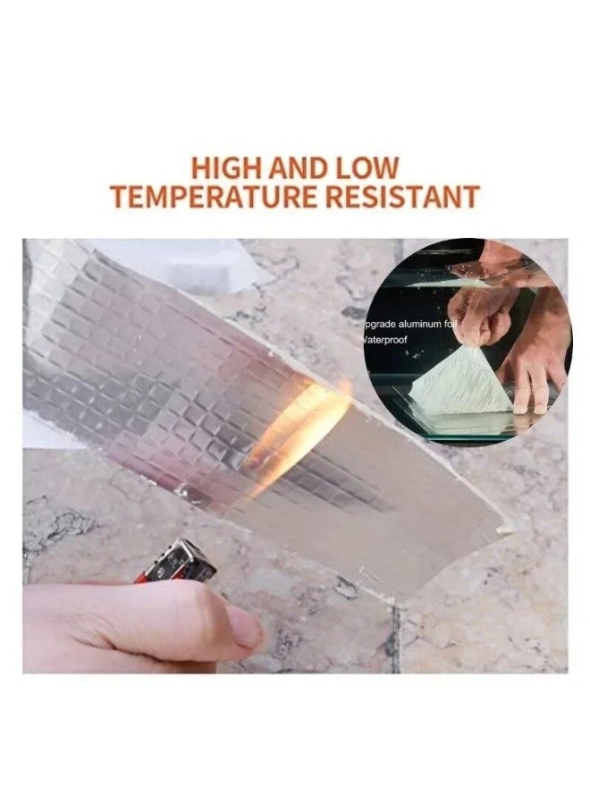 Aluminum foil butyl waterproof tape roof leak proof ,high temperature resistant pipeline wall leak proof sticker super adhesive pipeline fixing tape  - Image 5