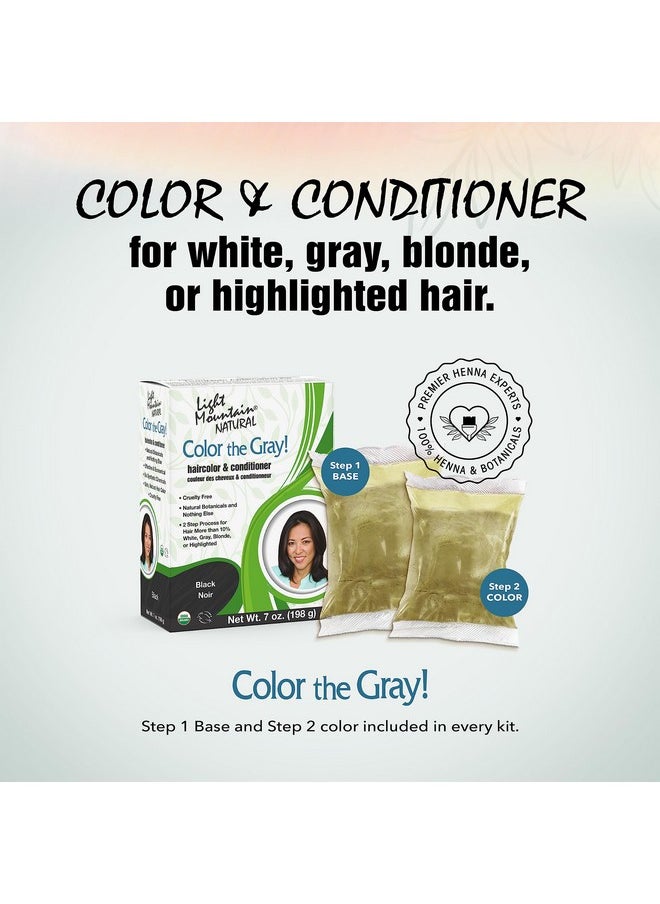 Light Mountain Light Mountain Henna Hair Color & Conditioner, Color the Gray - Black Hair Dye for Men/Women, 2-Step Chemical-Free, Semi-Permanent Hair Color for White, Gray, and Blonde Hair, 7 Oz (Pack of 2)  - Image 2