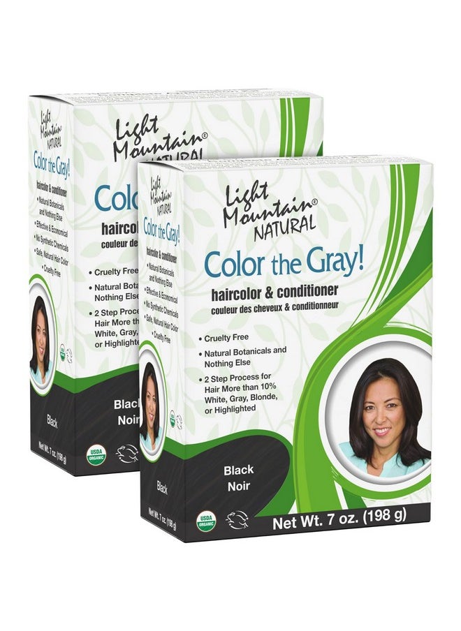 Light Mountain Light Mountain Henna Hair Color & Conditioner, Color the Gray - Black Hair Dye for Men/Women, 2-Step Chemical-Free, Semi-Permanent Hair Color for White, Gray, and Blonde Hair, 7 Oz (Pack of 2)  - Image 1