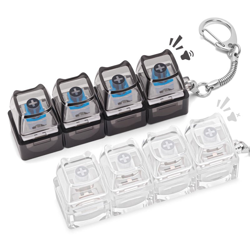 FunisFun Keyboard Fidget Toy for Adults 2 PCS Slient Clicky Fidget Keyboard Keychain Clicker Sensory Toys for Anxiety Stress Relief BlackWhite 2P4 in 1 - Image 3