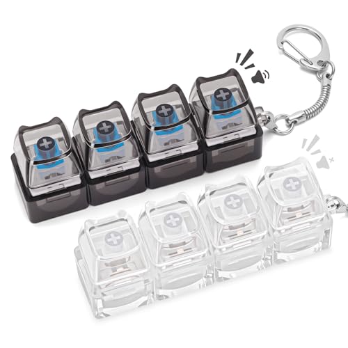 FunisFun Keyboard Fidget Toy for Adults 2 PCS Slient Clicky Fidget Keyboard Keychain Clicker Sensory Toys for Anxiety Stress Relief BlackWhite 2P4 in 1 - Image 1