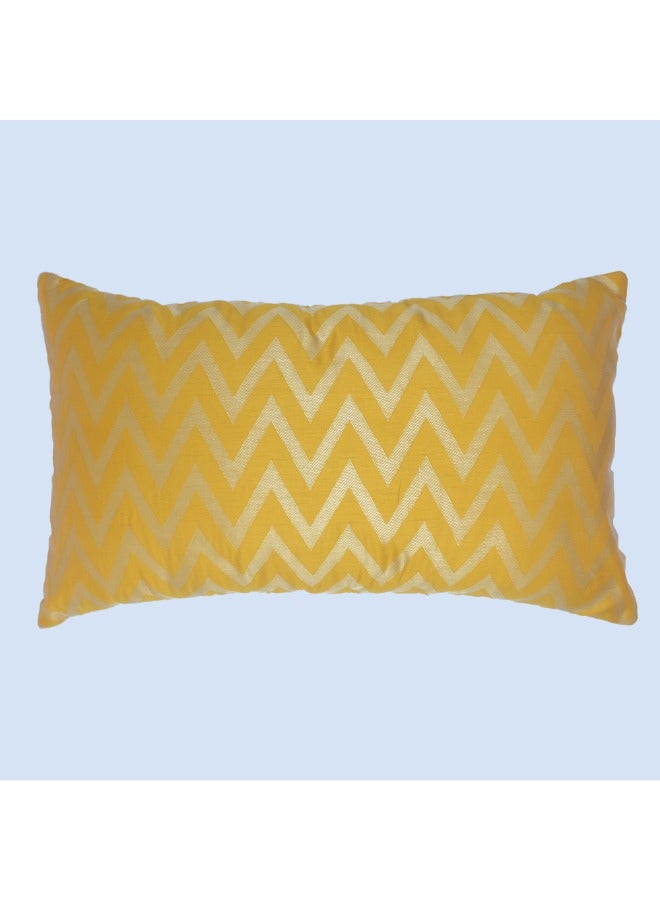 BYFT Orchard Cushion Cover 12 x 20 inch (Zig Zag Design - Yellow) 30 x 50 cm Luxury Decorative Cushion Cover for Sofa, Bed & Living Room- Set of 2 without inserts - Image 3