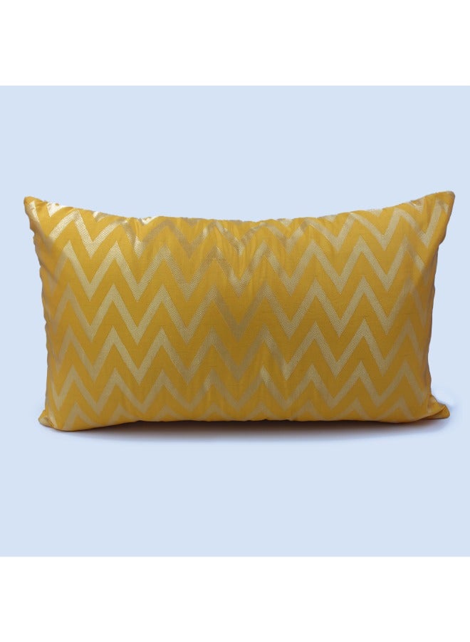 BYFT Orchard Cushion Cover 12 x 20 inch (Zig Zag Design - Yellow) 30 x 50 cm Luxury Decorative Cushion Cover for Sofa, Bed & Living Room- Set of 2 without inserts - Image 2