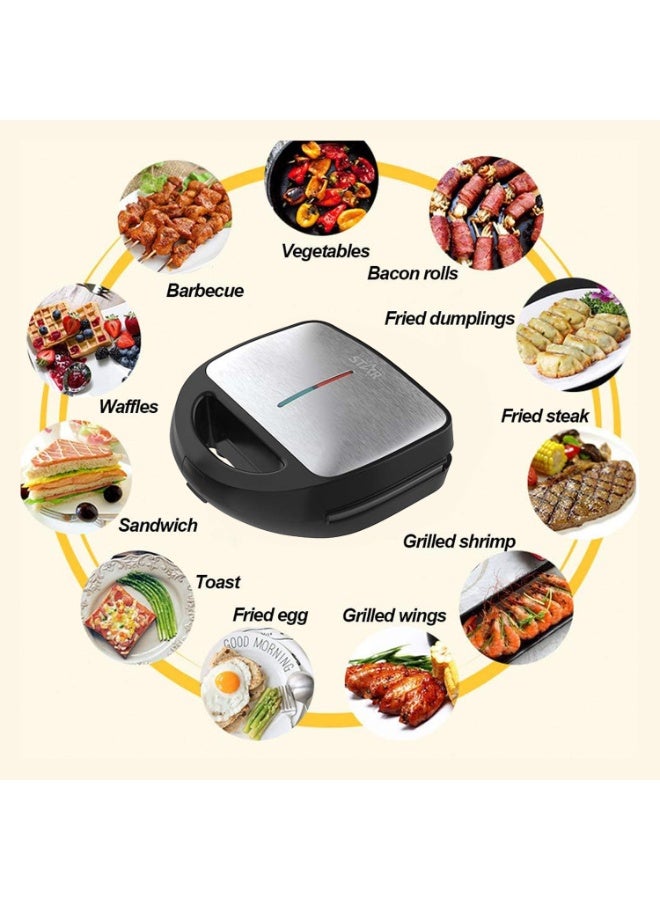 Winning Star 5-in-1 Electric Sandwich & Waffle Maker with Removable Nonstick Plates, 800W Multi-Function Breakfast Machine for Sandwiches, Waffles, Donuts, Panini, and Grilled Snacks – Easy Clean & Compact Design (ST-9396) - Image 4
