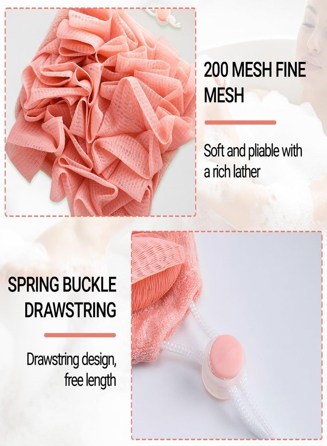 ROBOHOOK 2 PCS Soap Bar Loofah, 2 in 1 Loofah Washcloth Combo, Bath Sponge with Drawstring, That Holds Bar Soap,for Cleansing and Smooth Skin (Pink, Green) - Image 3