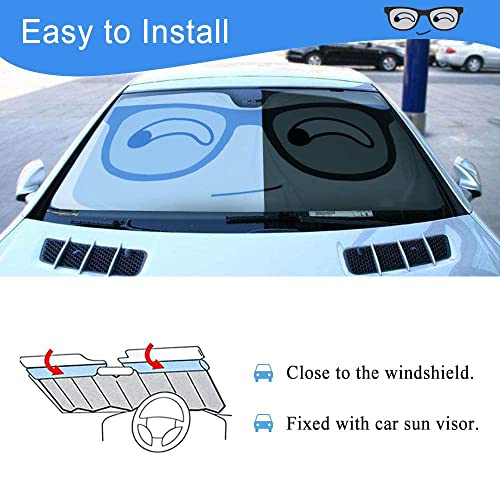 HOMEYA Car Windshield Sunshade, Cartoon Panda Auto Sun Shade Foldable Sun Visor Protector UV Ray Reflector Shield to Keep Vehicle Cool & Damage Free Protect Kids Baby & Pets (59 x33.5 Inch) (Eye) - Image 3