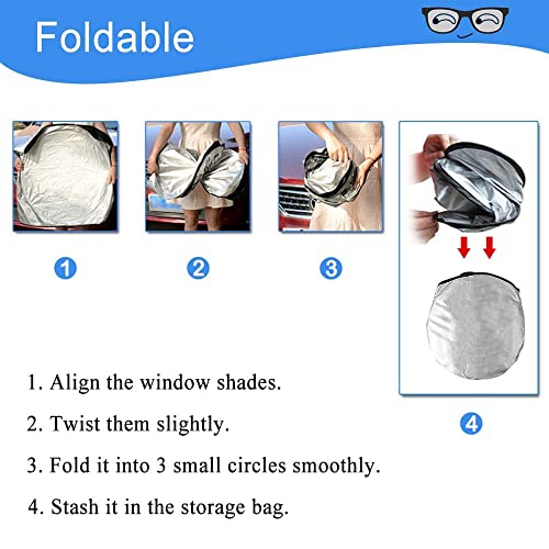 HOMEYA Car Windshield Sunshade, Cartoon Panda Auto Sun Shade Foldable Sun Visor Protector UV Ray Reflector Shield to Keep Vehicle Cool & Damage Free Protect Kids Baby & Pets (59 x33.5 Inch) (Eye) - Image 4