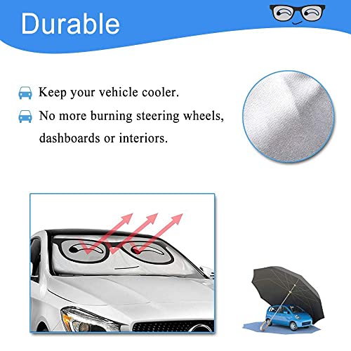 HOMEYA Car Windshield Sunshade, Cartoon Panda Auto Sun Shade Foldable Sun Visor Protector UV Ray Reflector Shield to Keep Vehicle Cool & Damage Free Protect Kids Baby & Pets (59 x33.5 Inch) (Eye) - Image 2