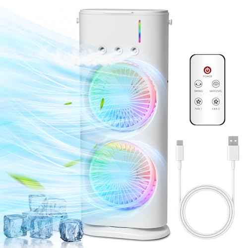 Drumstone Portable Personal Air Cooler with Water Tank & Adjustable 3-Speed Fan, USB Powered Compact Desk Cooling Device for Home, Office, Bedroom & Travel Use - Image 1