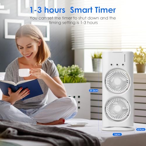Drumstone Portable Personal Air Cooler with Water Tank & Adjustable 3-Speed Fan, USB Powered Compact Desk Cooling Device for Home, Office, Bedroom & Travel Use - Image 2