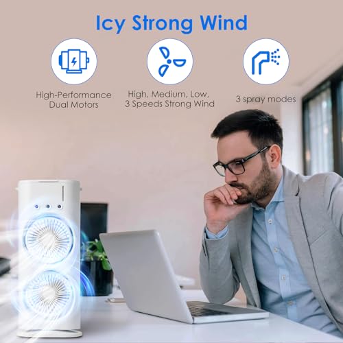 Drumstone Portable Personal Air Cooler with Water Tank & Adjustable 3-Speed Fan, USB Powered Compact Desk Cooling Device for Home, Office, Bedroom & Travel Use - Image 5